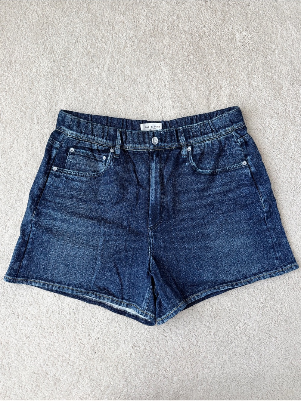 rag & bone Dark Blue Denim High-Rise Jean Shorts